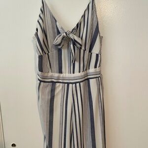 Blue Striped Jumpsuit Spaghetti Straps Sz M